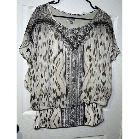 JM Collection Women’s Short Flutter Sleeve Blouse Size Medium NWOT - Picture 1 of 7